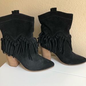 ALDO black fringe booties